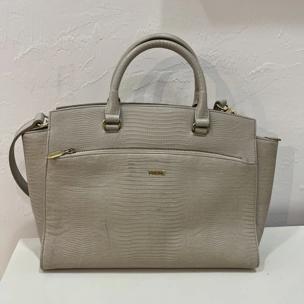 Prune Gray Lizard Embossed Leather Satchel Handbag Crossbody Made in Argentina
